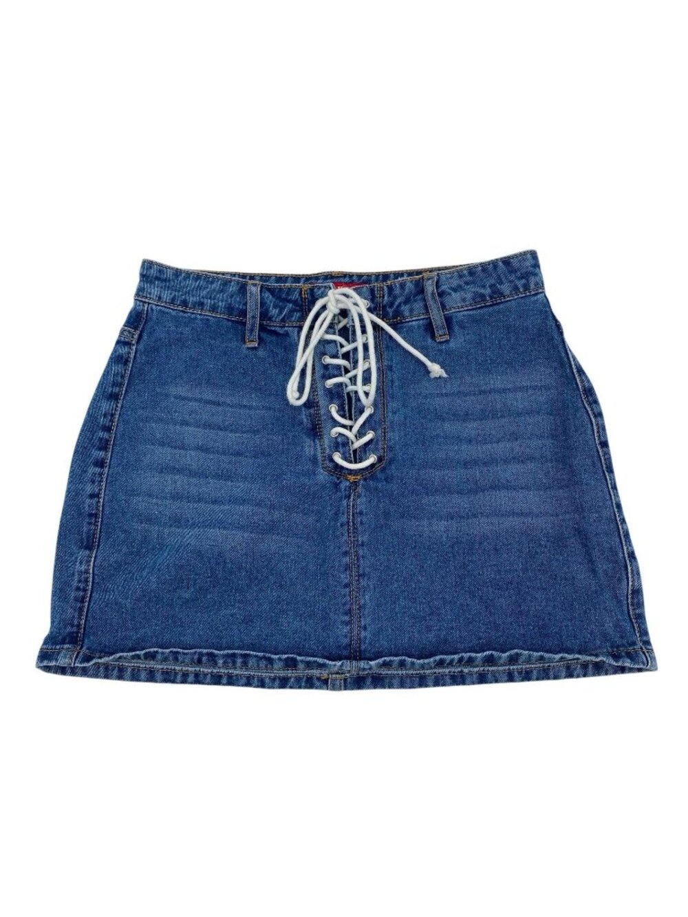 Guess Womens Size Small Blue Denim Tie Front Mini Skirt Y2K